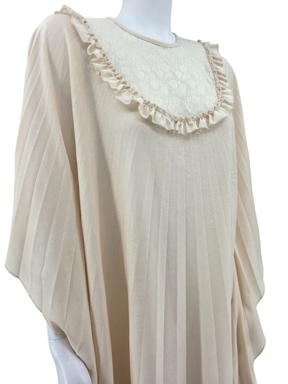Vintage St. Michael Beige Pleated Maxi Kaftan Dress Size 12-14